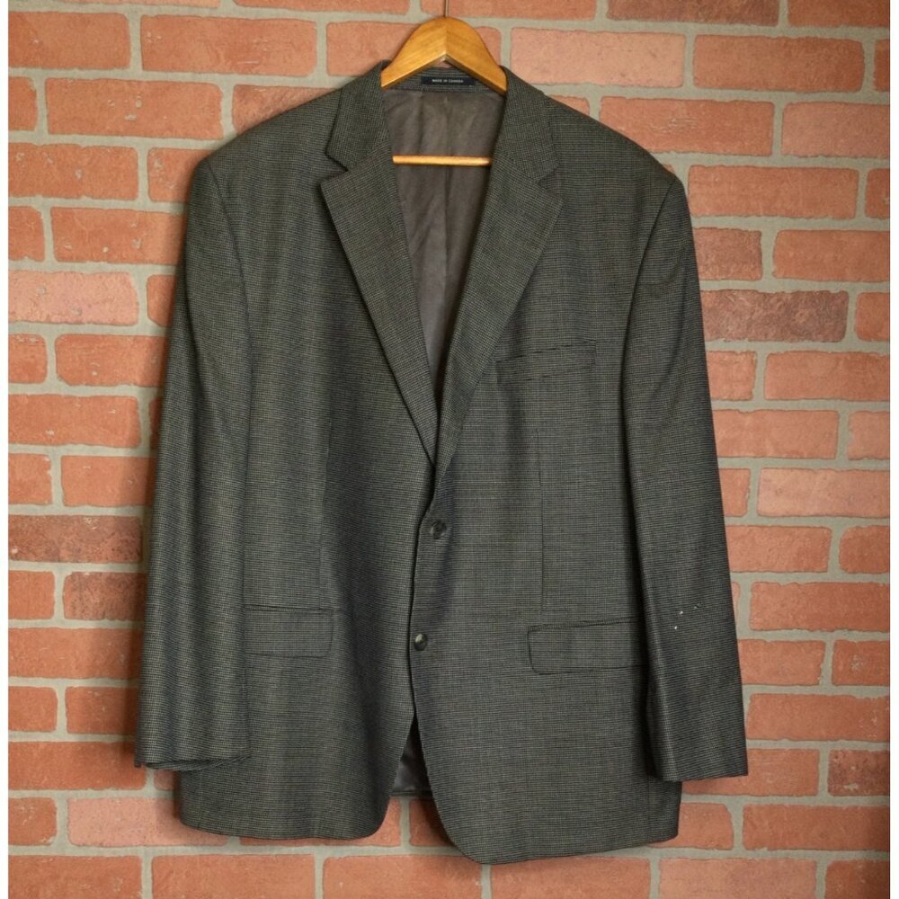 Mens Cremeux Loro Piana Wool Blazer Size 48R Gray Houndstooth Flawed